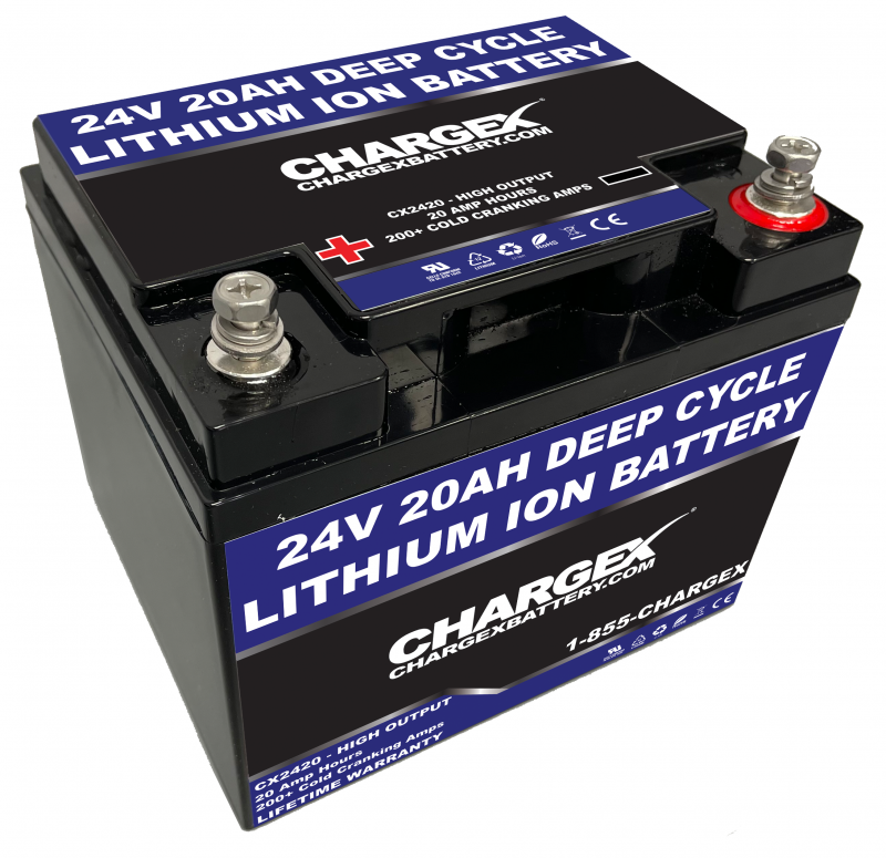 24V 20AH Lithium Ion Battery - CX2420 - CHARGEX® - 24 Volt Lithium Ion  Battery Kits