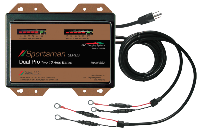 12V 2 Bank 10A Lithium Ion Battery Charger - DP-SS2 - Sportsman Series